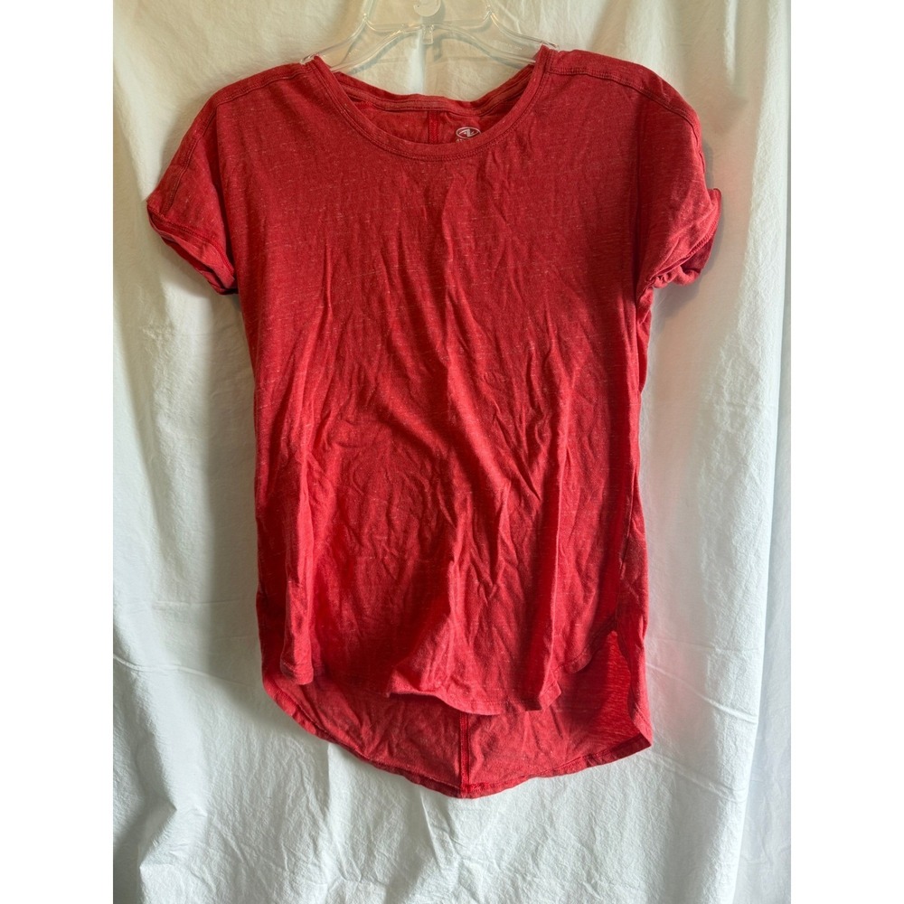 Athletic Works Womens Red Heathered High Low Short Sleeve Activewear Tee S 4-6